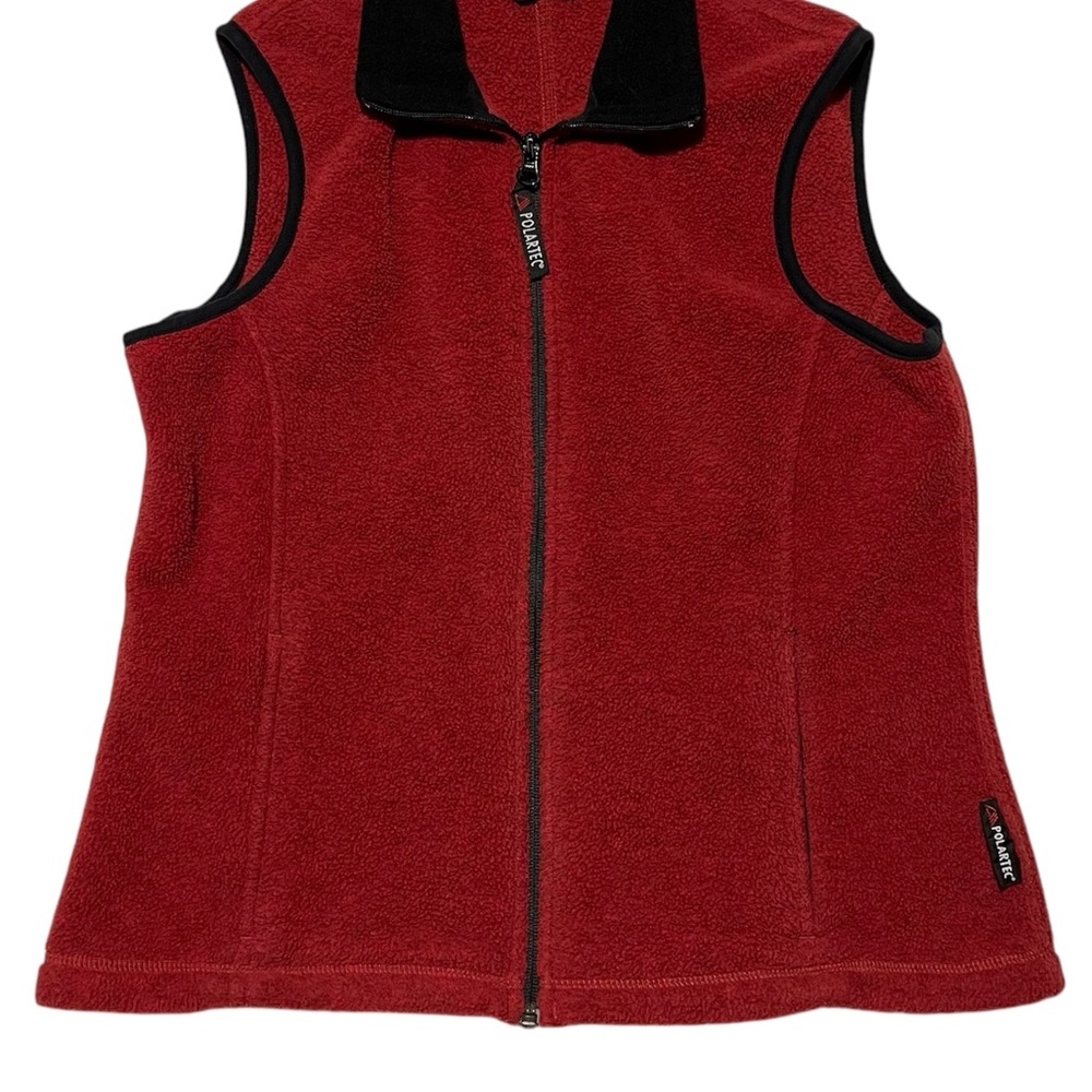 Eddie Baurer Red Polartec Fleece Vest Zipper Pockets